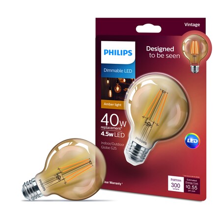 Philips LED DIM G25 E26 40W AWW 537589